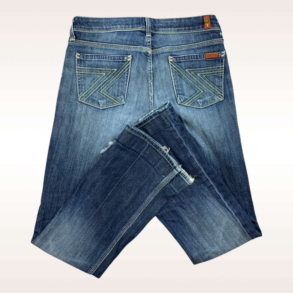 7 For All Mankind Flynt Jeans Womens 26 (30x30) Bootcut Stretch Denim Low Rise